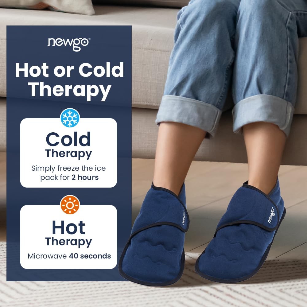 NEWGO Foot Ice Pack Slippers for Heel and Arch One Size Fits Most, Blue