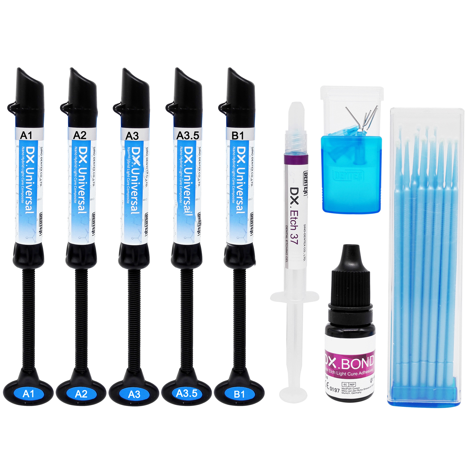 DX.Universal Dental Light Cure Composite Resin A1-B1 Etching Gel Adhesive Kit