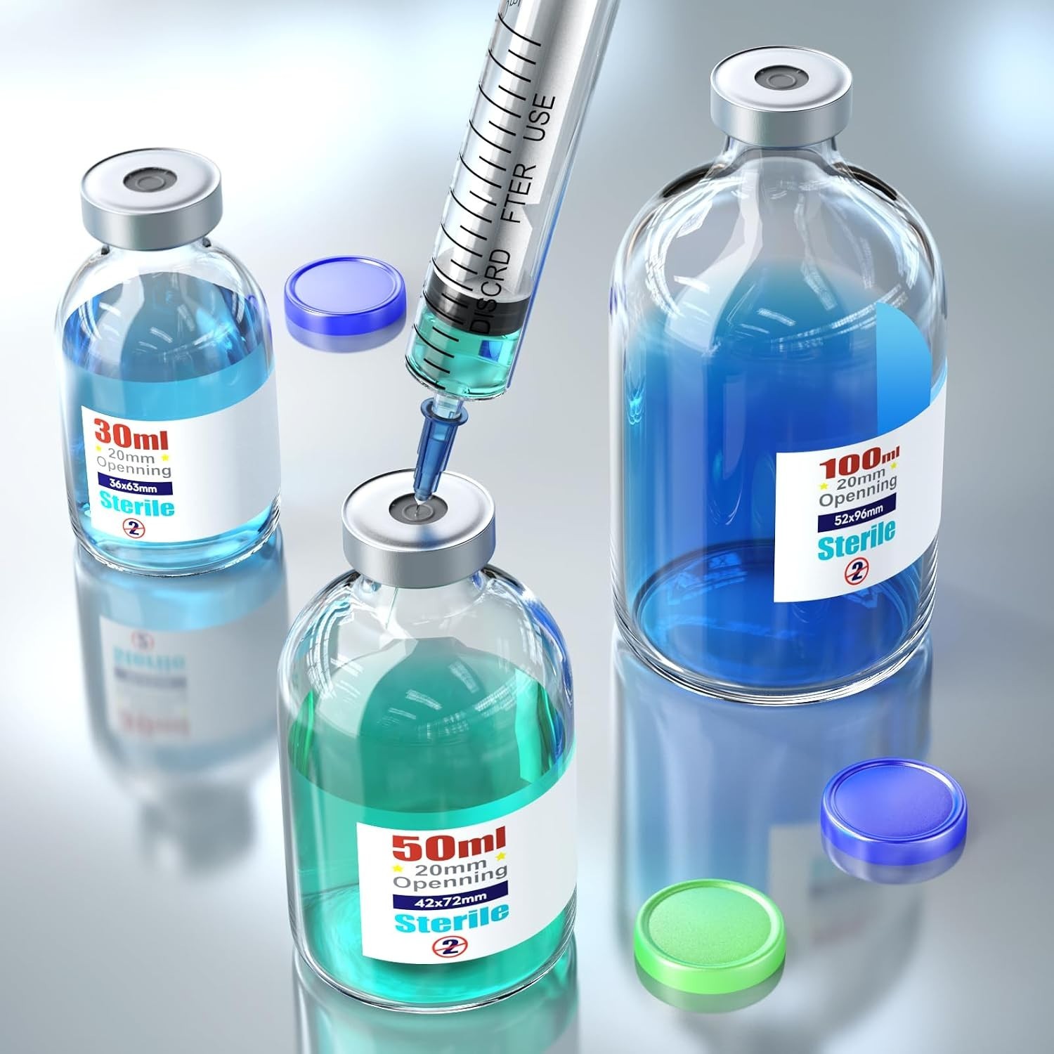 Sterile Empty Vials 100ml with Self-Healing Injection Port and Aluminum Cap