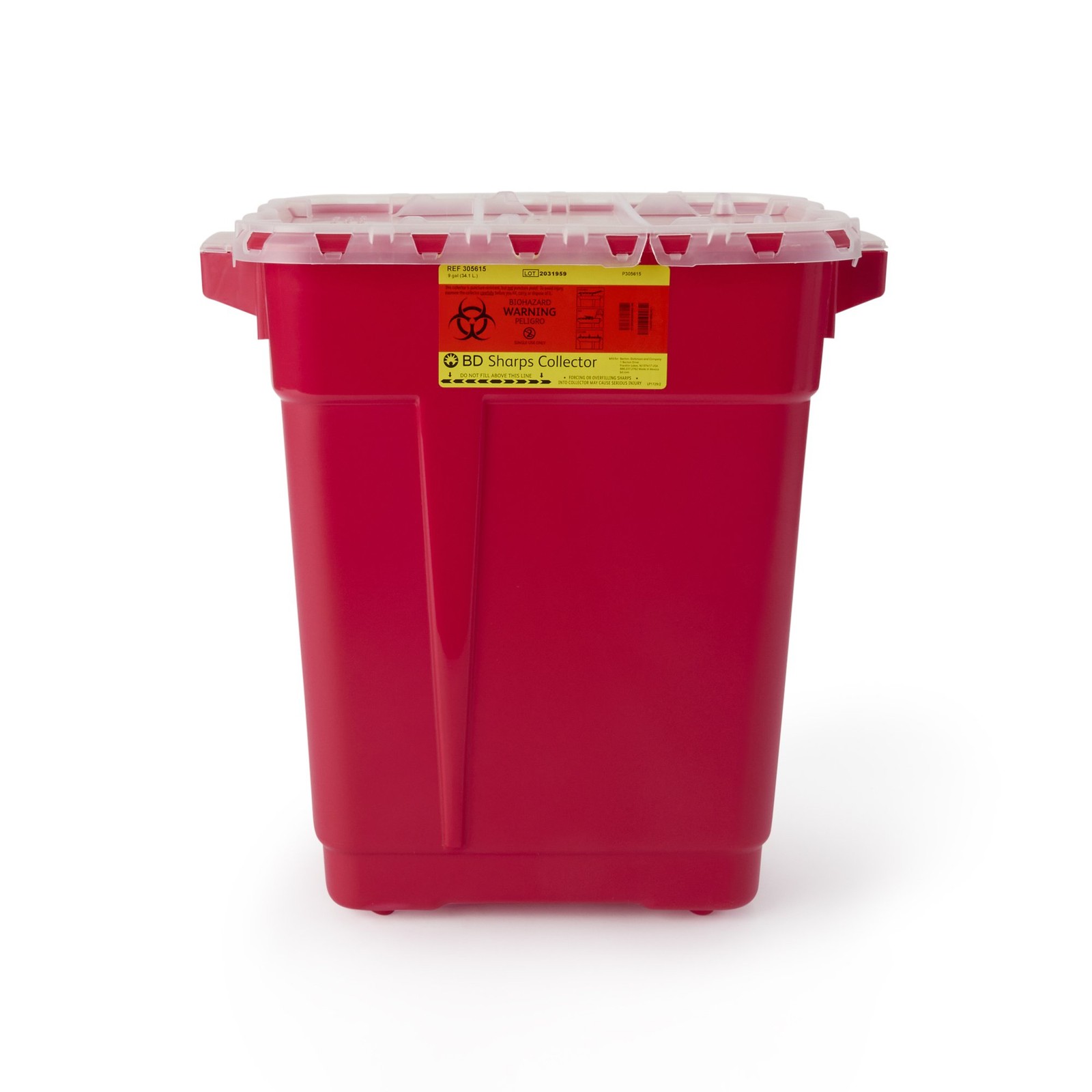 BD Multi-purpose Sharps Container 9Gal 18.5×17.75×11.75″ Case/8