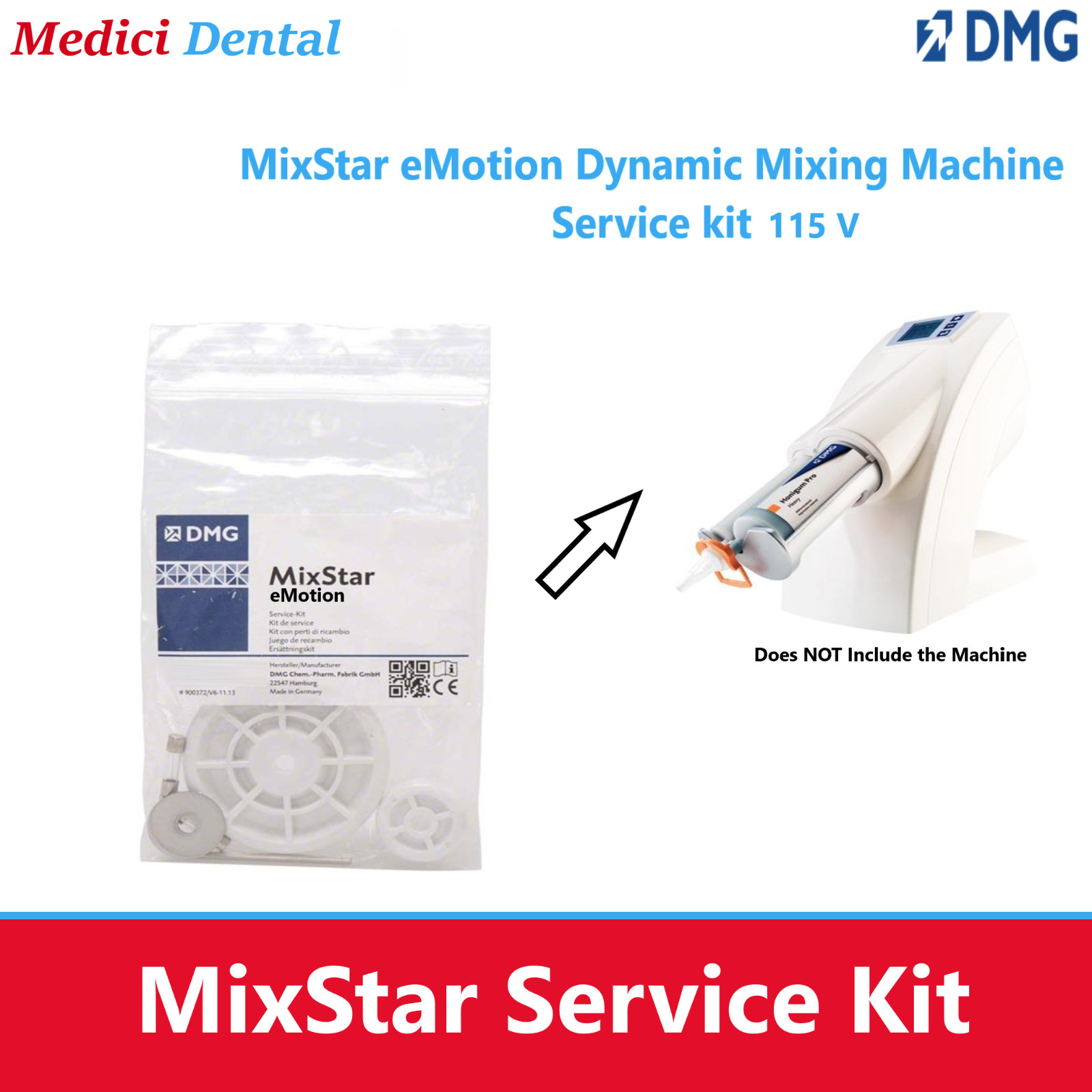 DMG MixStar-eMotion Service Kit 115V, For MixStar eMotion Dynamic Mixing Machine