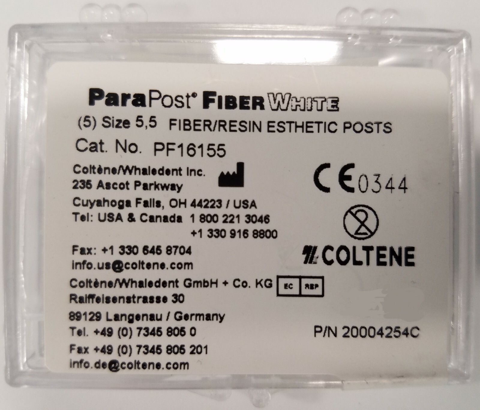 *5-Pieces* Coltene ParaPost Fiber White Size-5.5 Resin Esthetic Posts PF16155