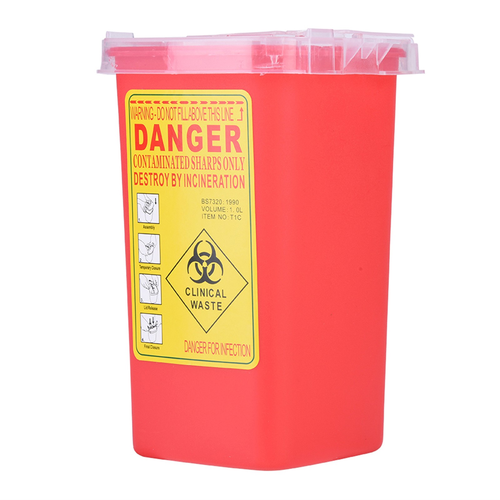 Tattoo Plastic Sharps Container Biohazard Needle Disposal 1L Size Wa FFG