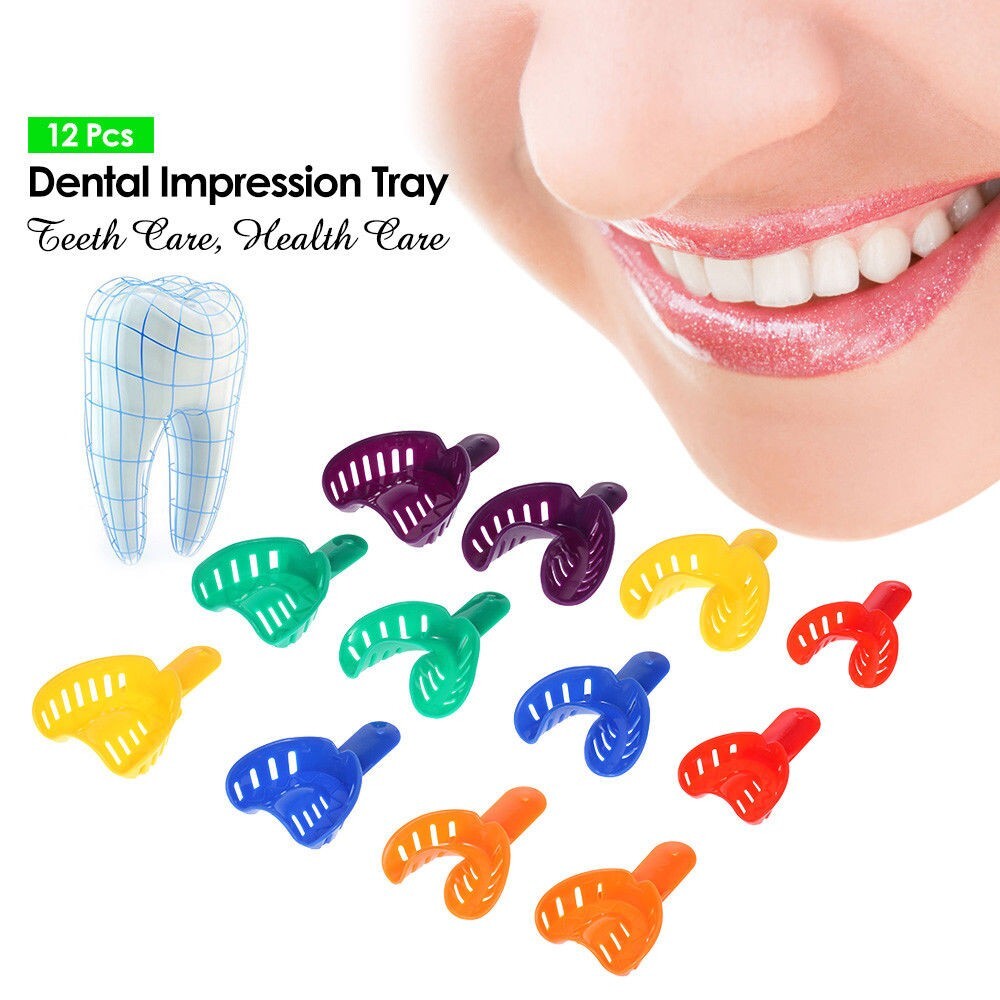24 Pcs/2 sets Dental Impression Autoclavable Tray Plastic 6 Sizes Adult/Child