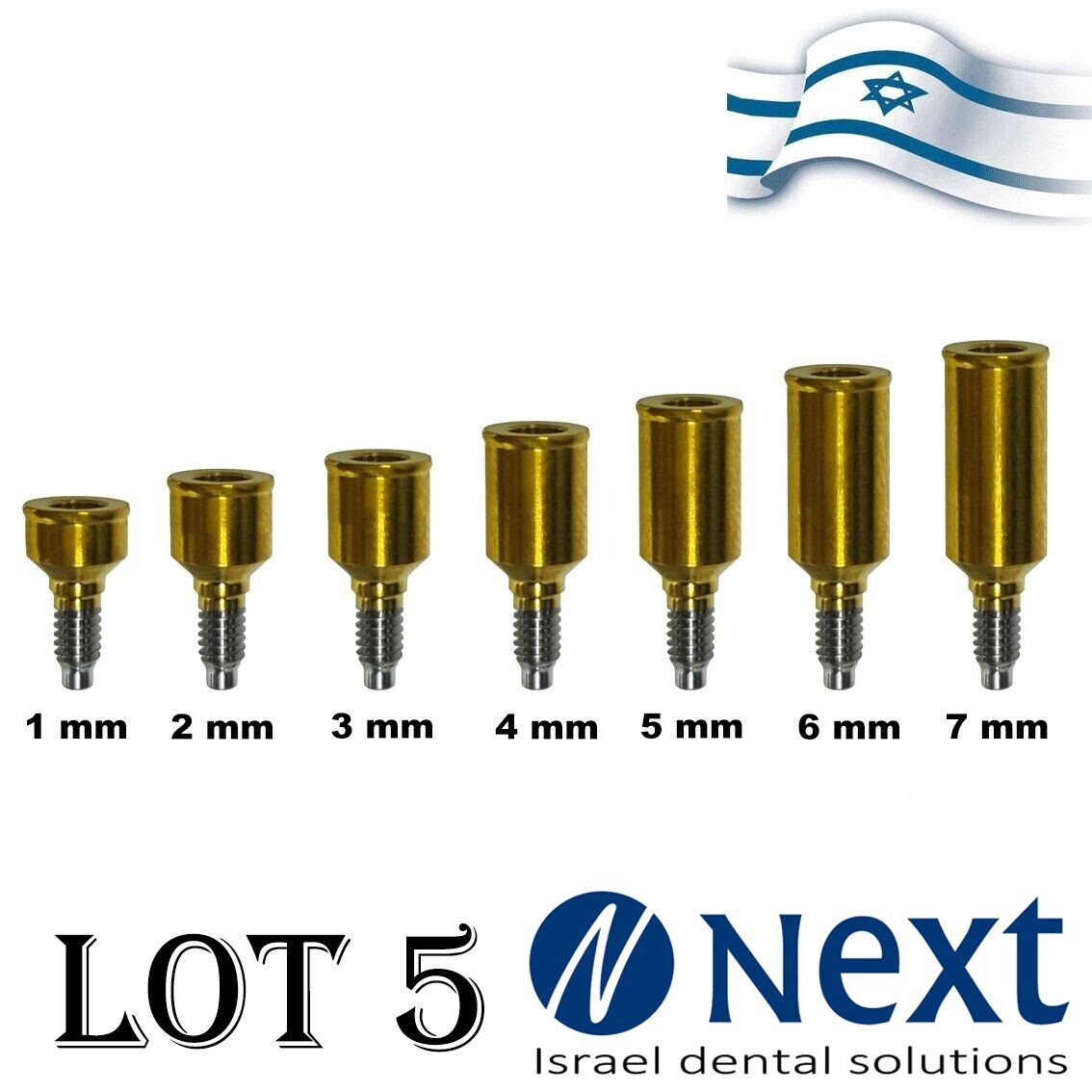 LOTx5 Flat abutment Fit 1-7 mm attachment internal hex