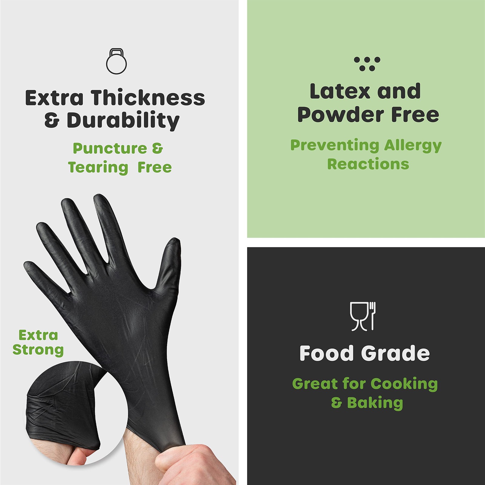 Comfy Package Black Nitrile Gloves 200 Count 6 Mil Heavy Duty Disposable Gloves