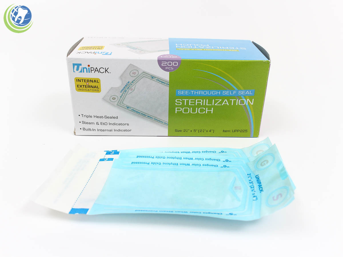 DENTAL MEDICAL INSTRUMENT STERILIZATION POUCHES SELF SEALING 2 1/4″ x 5″ 200/Box