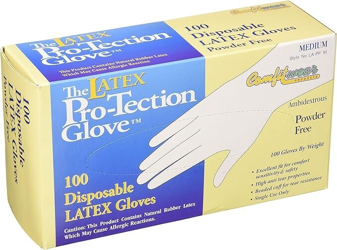 Comfitwear – Disposable Latex Gloves – Powder Free – Size Medium