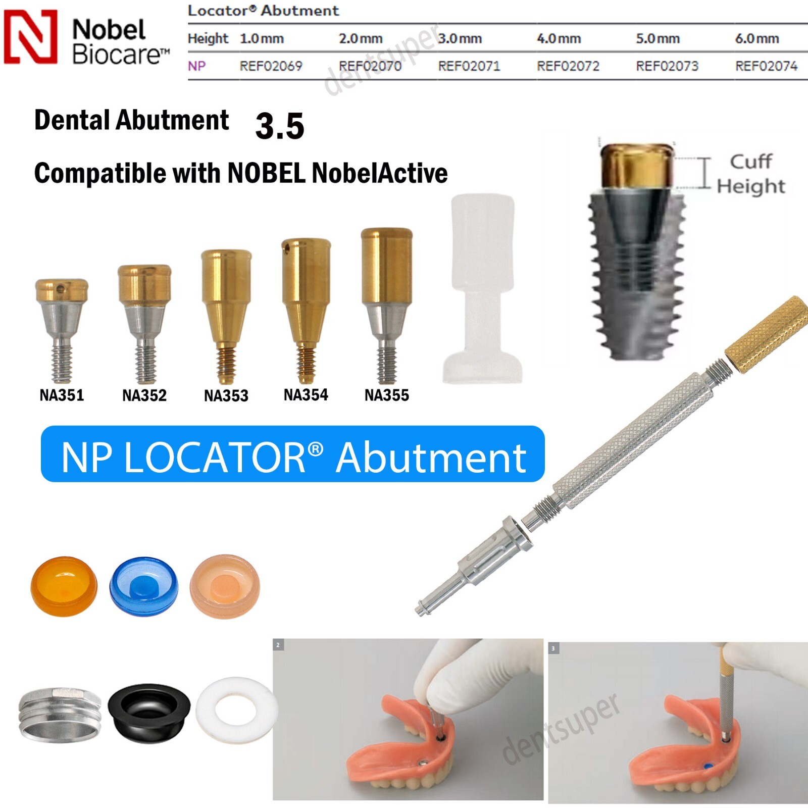 Fits Nobel Locator/Healing Abutments NP/RP Closure Cap Open/Closed Tray Conical
