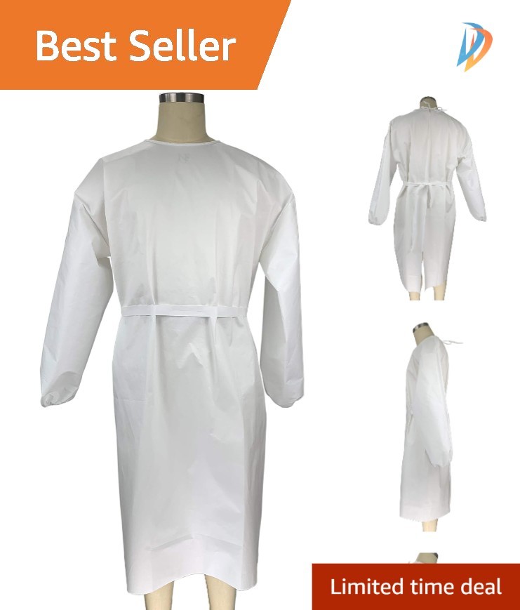 Knee-Length Disposable Isolation Gown – Unisex, Lightweight Protection for Ad…