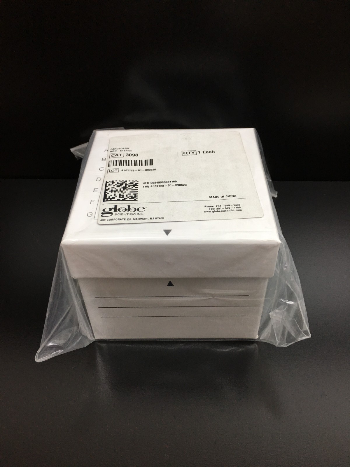 Globe Scientific REF 3098 Cardboard Storage Box 49 Place 7×7 15mL Centrifuge Tub