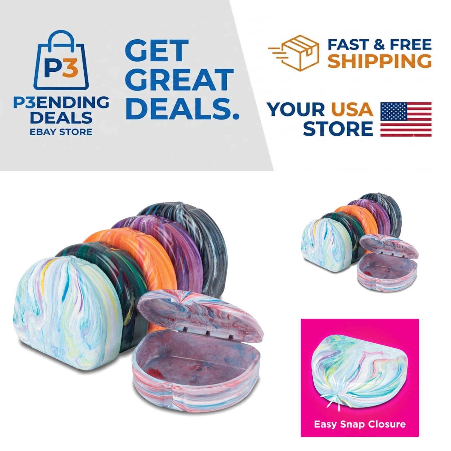 Compact Zippered Marble Aligner Cases – 3 Pack Assorted Colors, Made in USA