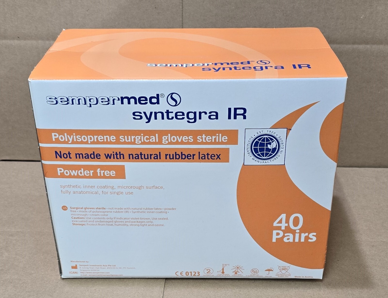 Sempermed Syntegra IR Polyisoprene Surgical Gloves Sterile Size 6 1/2, 40/pairs
