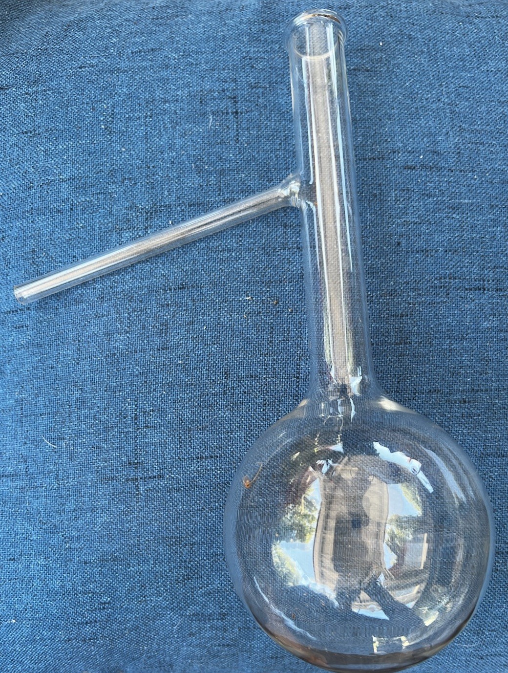 Vintage Pyrex 500ml Side Arm Distillation Flask Round Bottom Chemistry Lab Glass