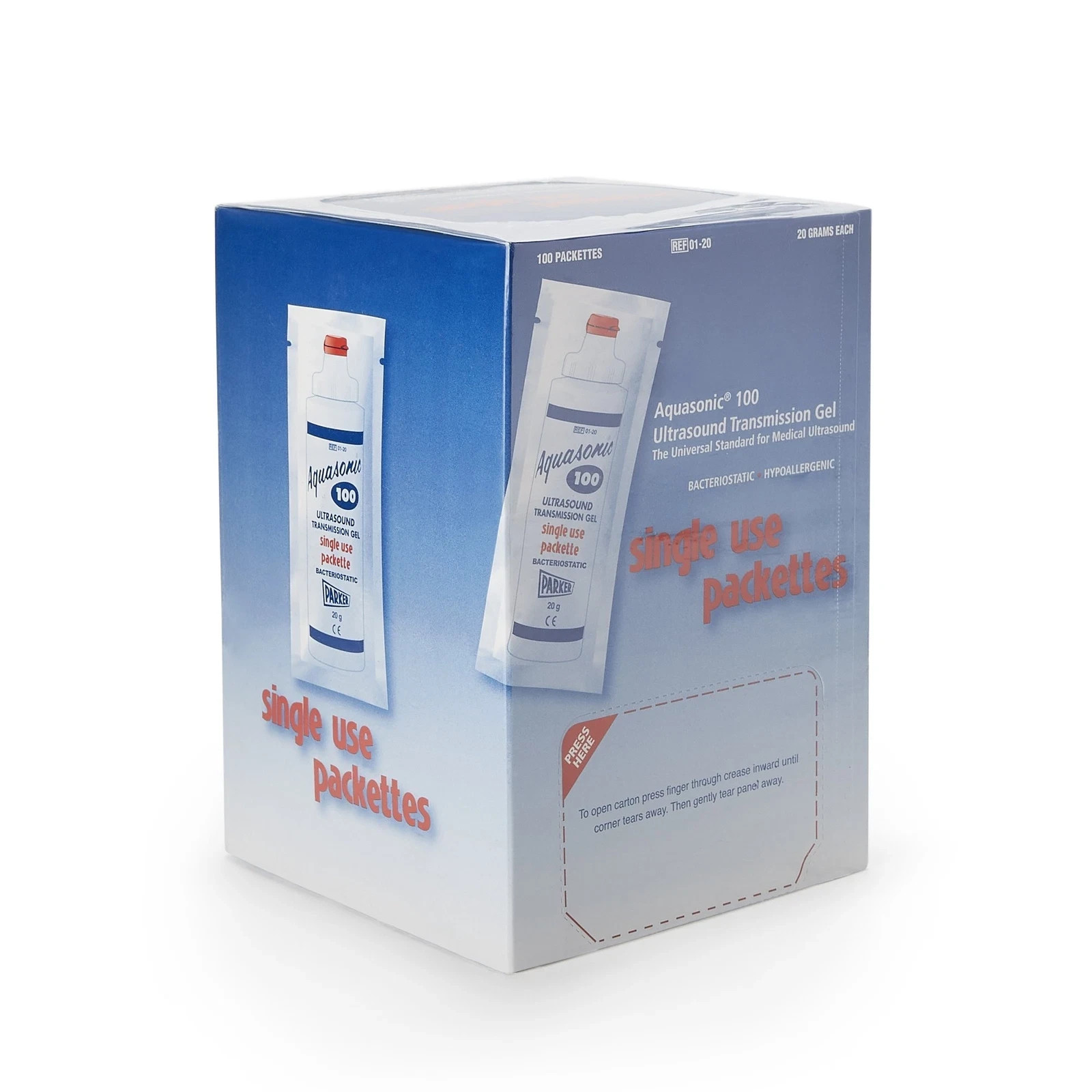 Aquasonic 100 01-20 Ultrasound Gel 20g Packets *Case 4 Boxes of 100* Exp 06/2027