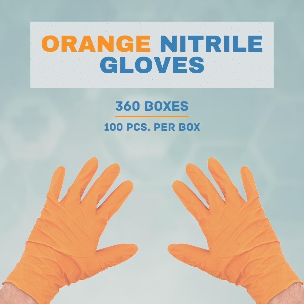 2XL 5 Mil Full Textured Orange Nitrile Powder Free Disposable Gloves 36000 Pcs