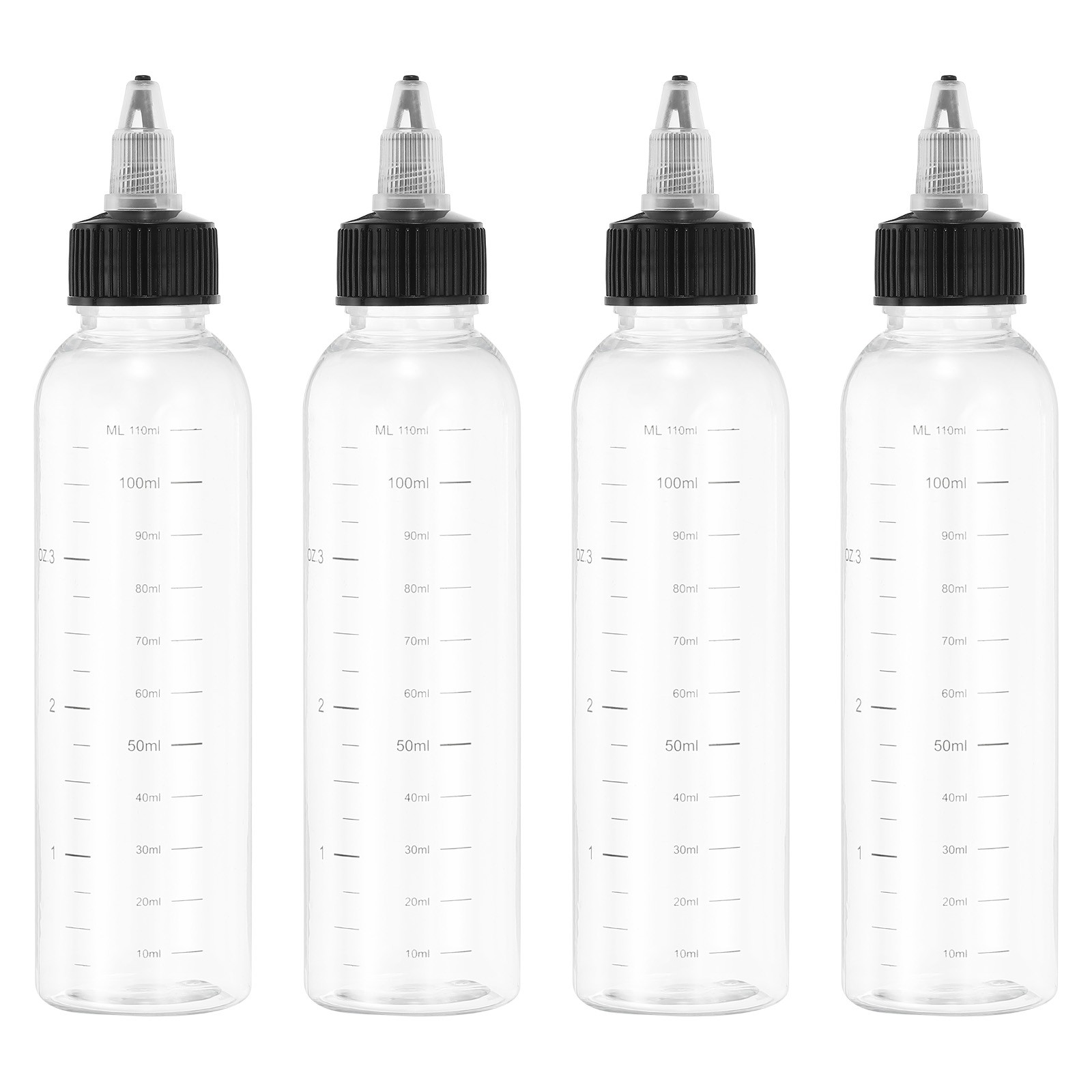 110ml/4OZ Squeeze Bottles with Twist Cap 4 Pcs Dispensing Bottle Transparent