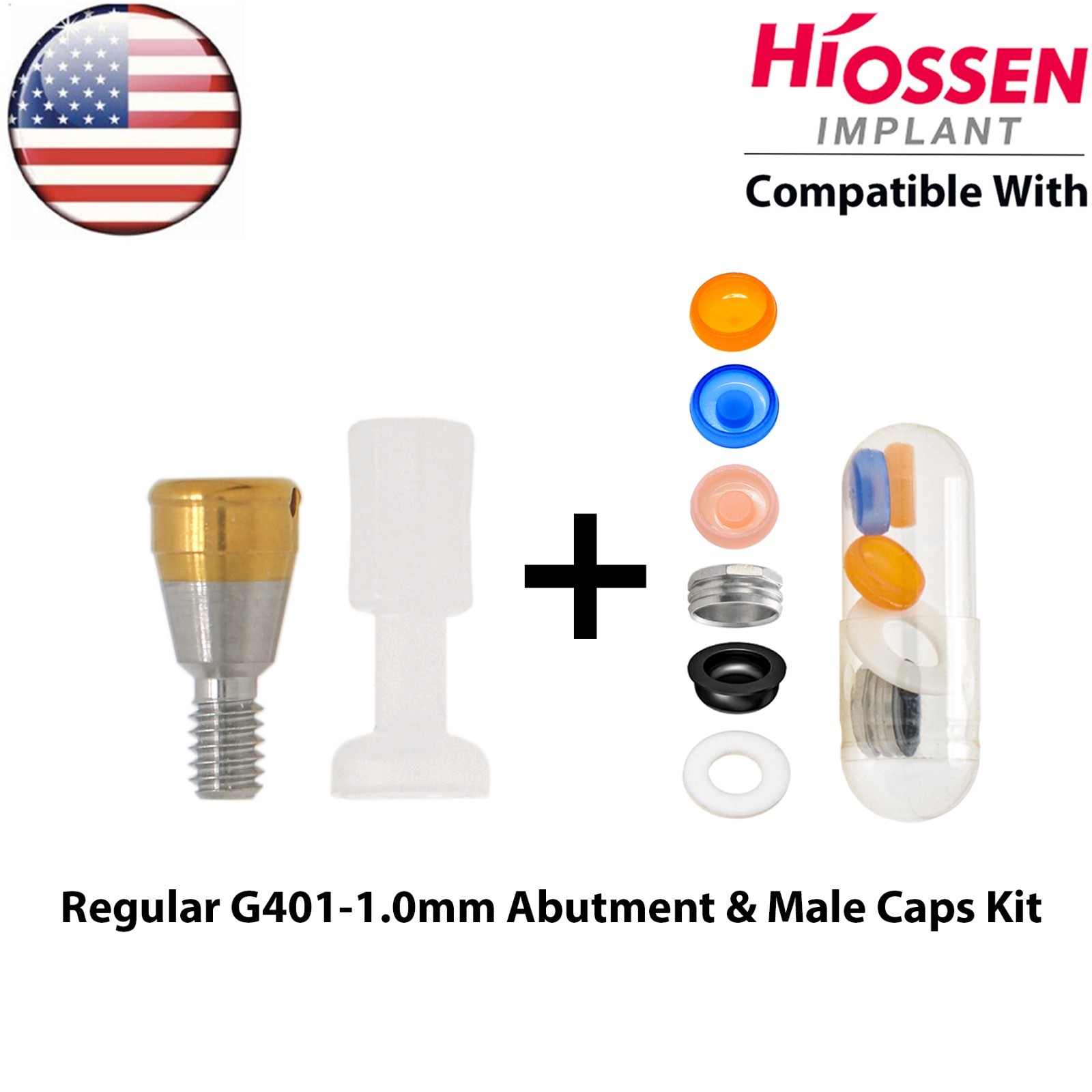 US Fits Hiossen Osstem Overdenture Locator Abutment Regular Mini & Male Caps Kit