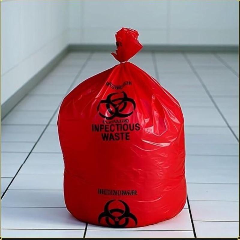 Biohazard Bags LD Red Infectious Waste Liners 1.5 Mil 24″ x 24″ 200 Per Case