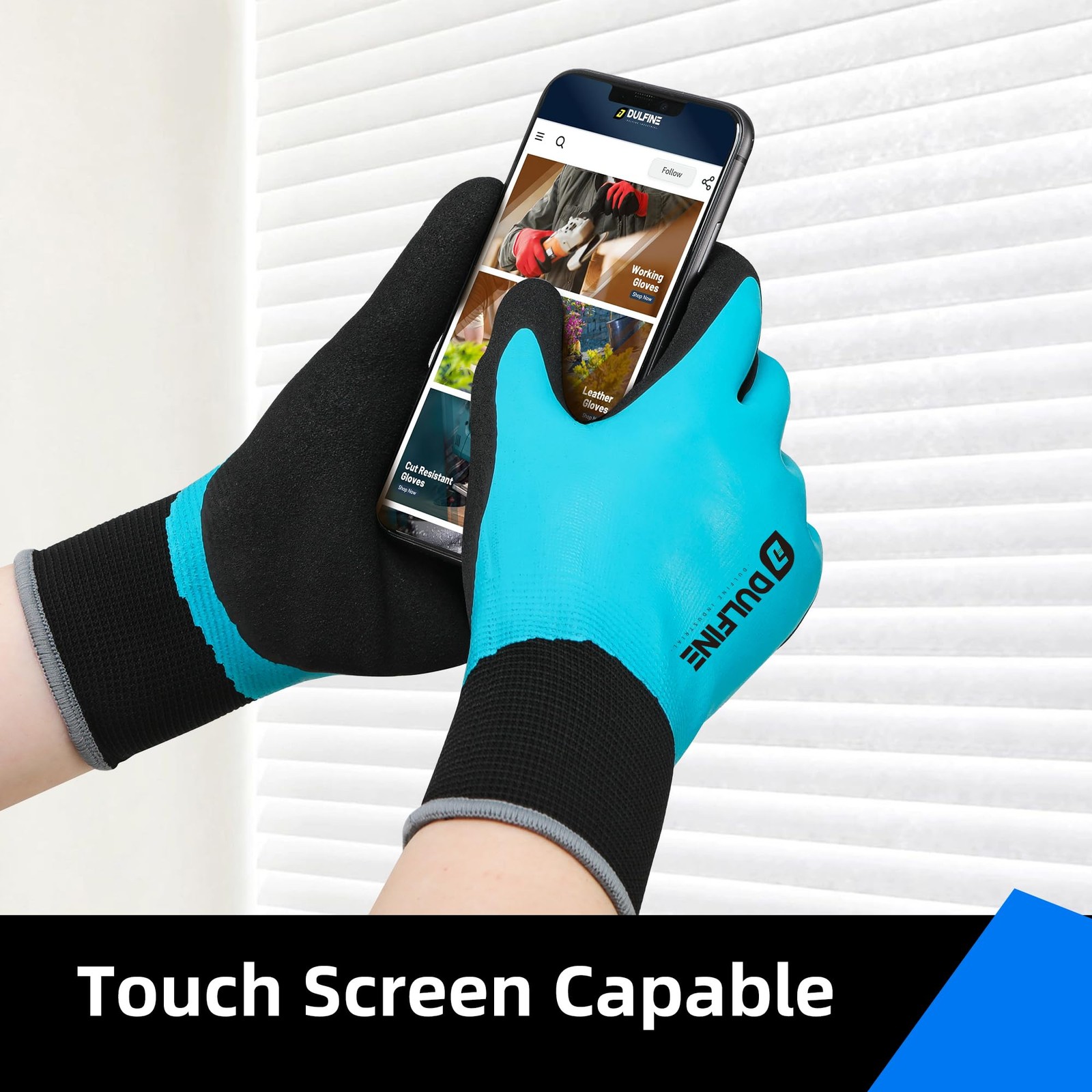 Waterproof Work Gloves for Men and Women,3 Pairs Pack,Touch Screen Rubber Coa…