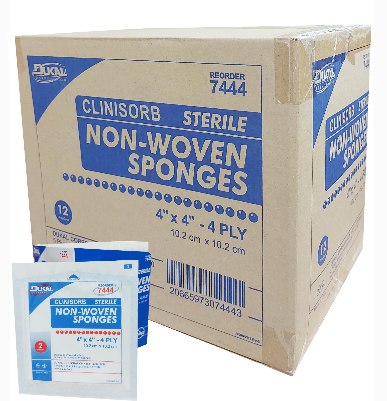 4×4 Non-woven Sponges Sterile, 4 Ply Disposable, 7444, Dukal (1 Case)