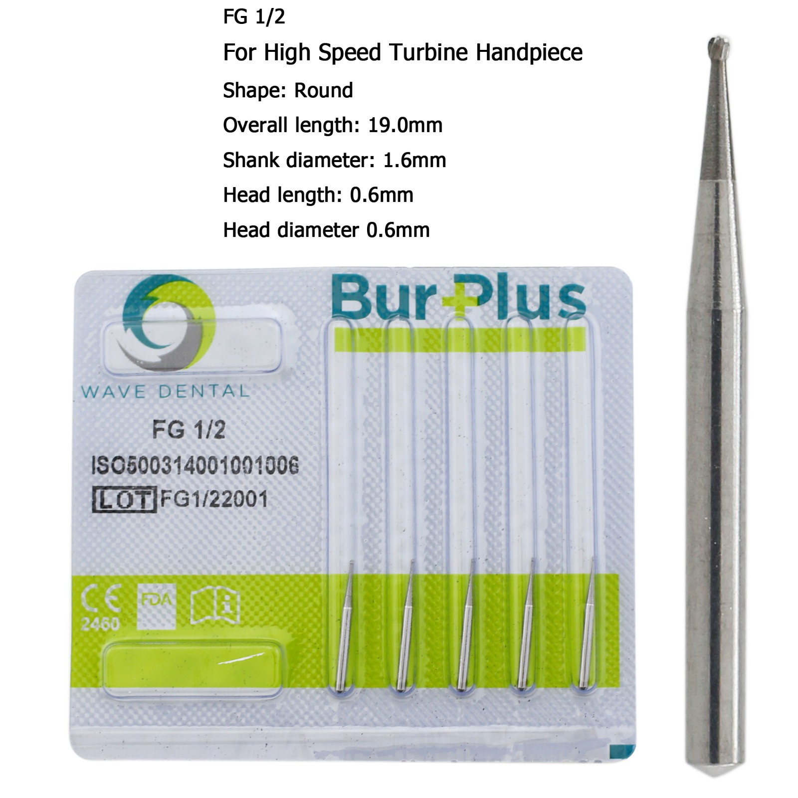 Wave Dental Tungsten Carbide Bur Round Friction Grip FG 1/4 1 2 3 5 6 7 8 Prima