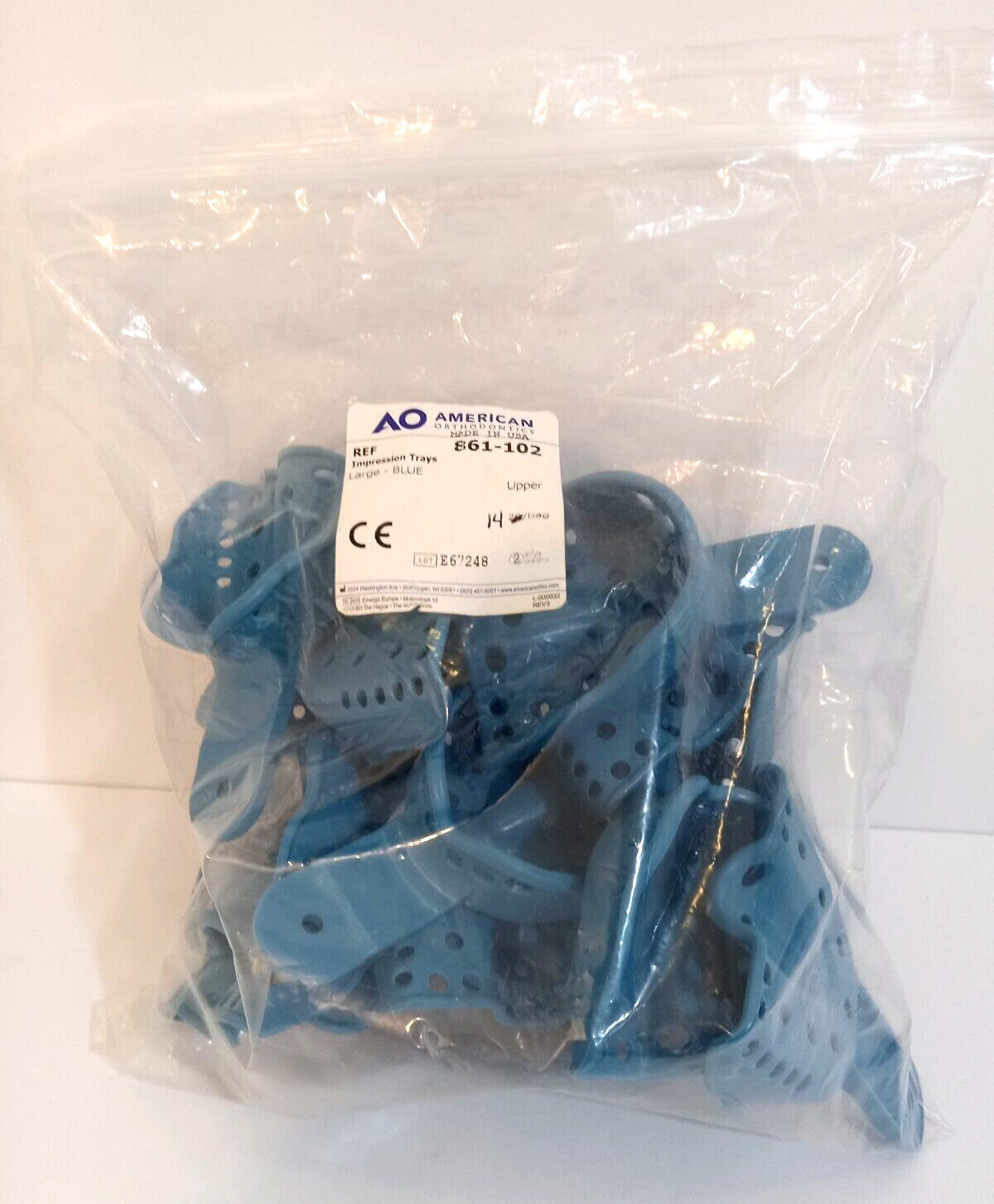 American Orthodontic Impression Trays Size Large Blue Upper 14 Count NEW