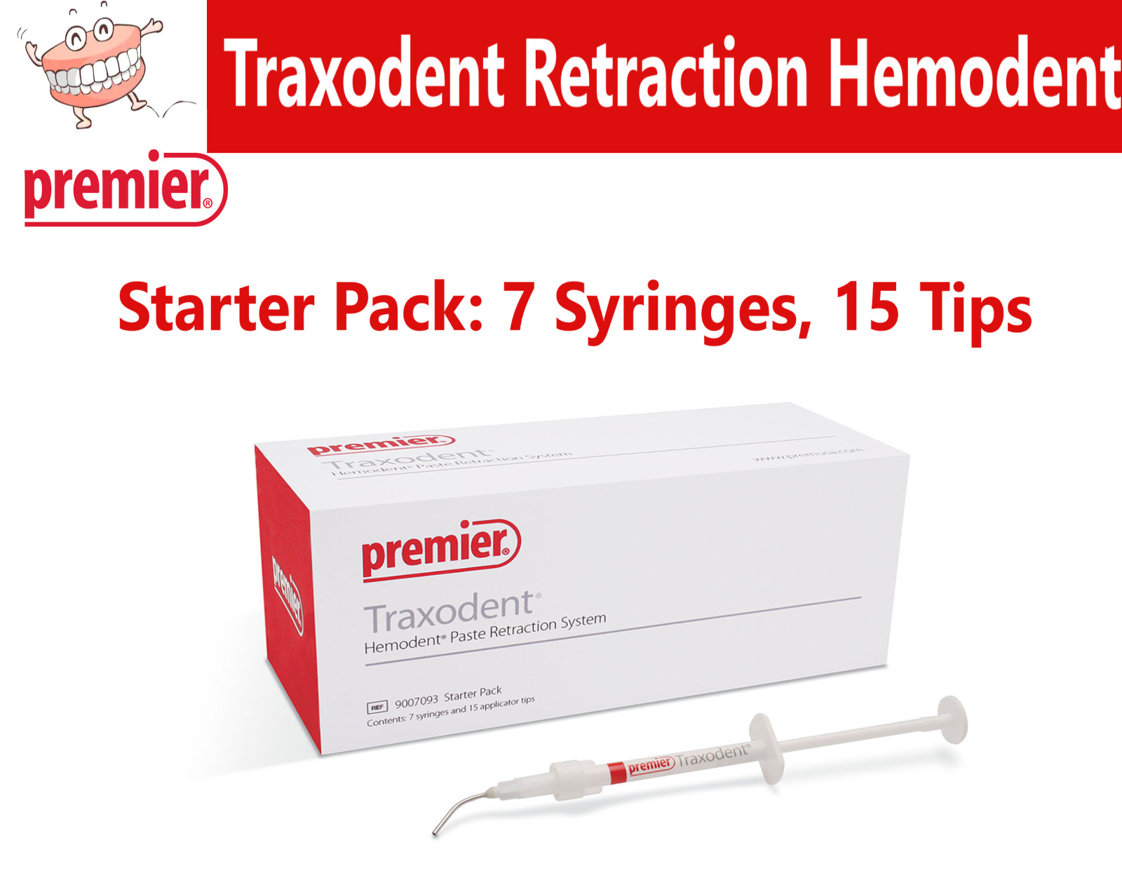 PREMIER Traxodent Hemodent Paste Retraction System STARTER 7 Syringes + 15 Tips