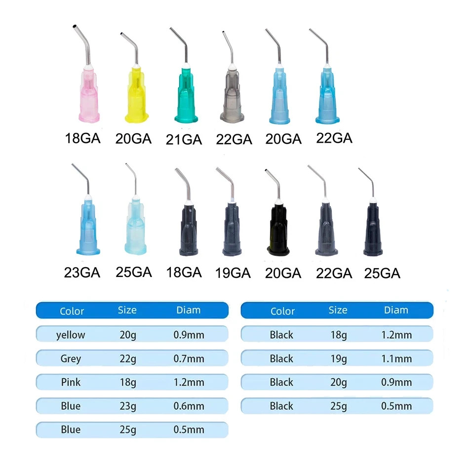 Dental Pre Bent Needle Tips Irrigation Composite Resin Acid Syring For Flow Etc