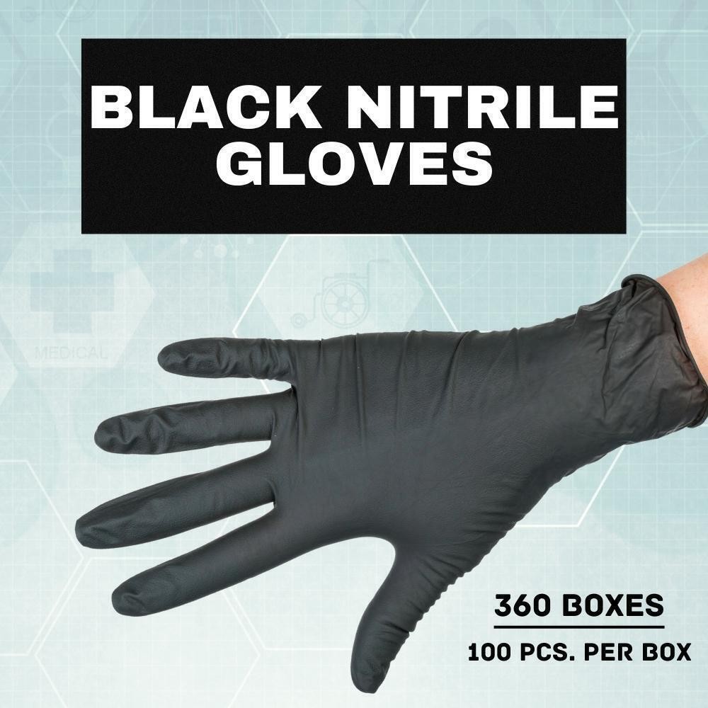 6 MIL, Black Nitrile Powder Free Disposable Full Texture Gloves, 36000 Pcs, XL