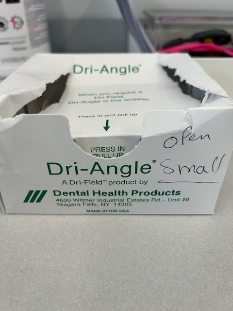 Dental supplies Dri-Angle by Dental Health Products. size small.