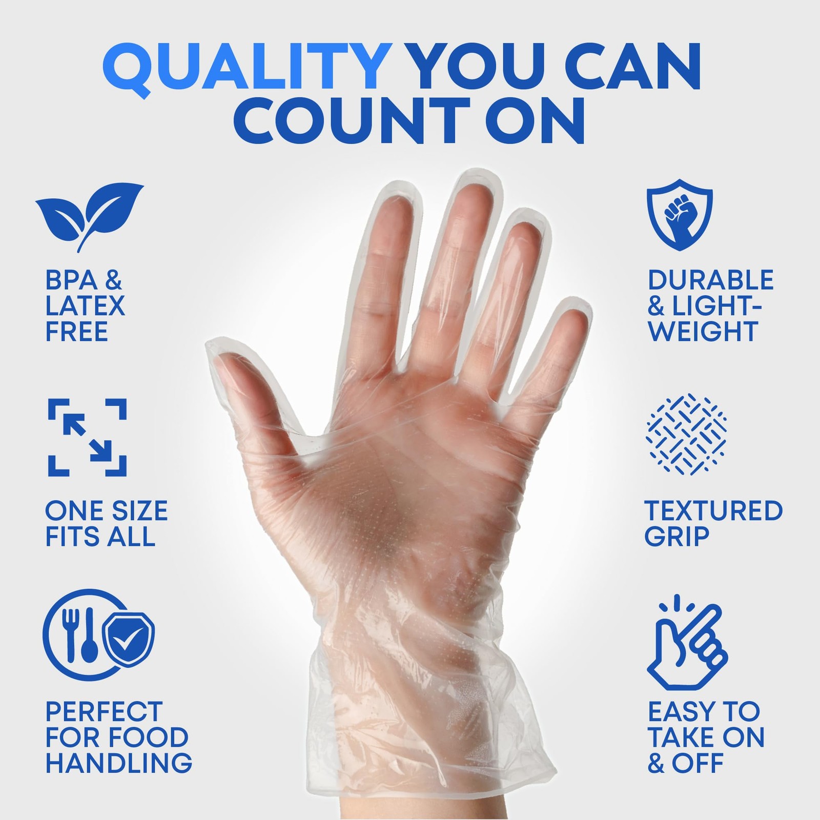 Disposable Plastic Gloves 100 Pack – Food Safe, BPA & Latex-Free HDPE Cryogen…