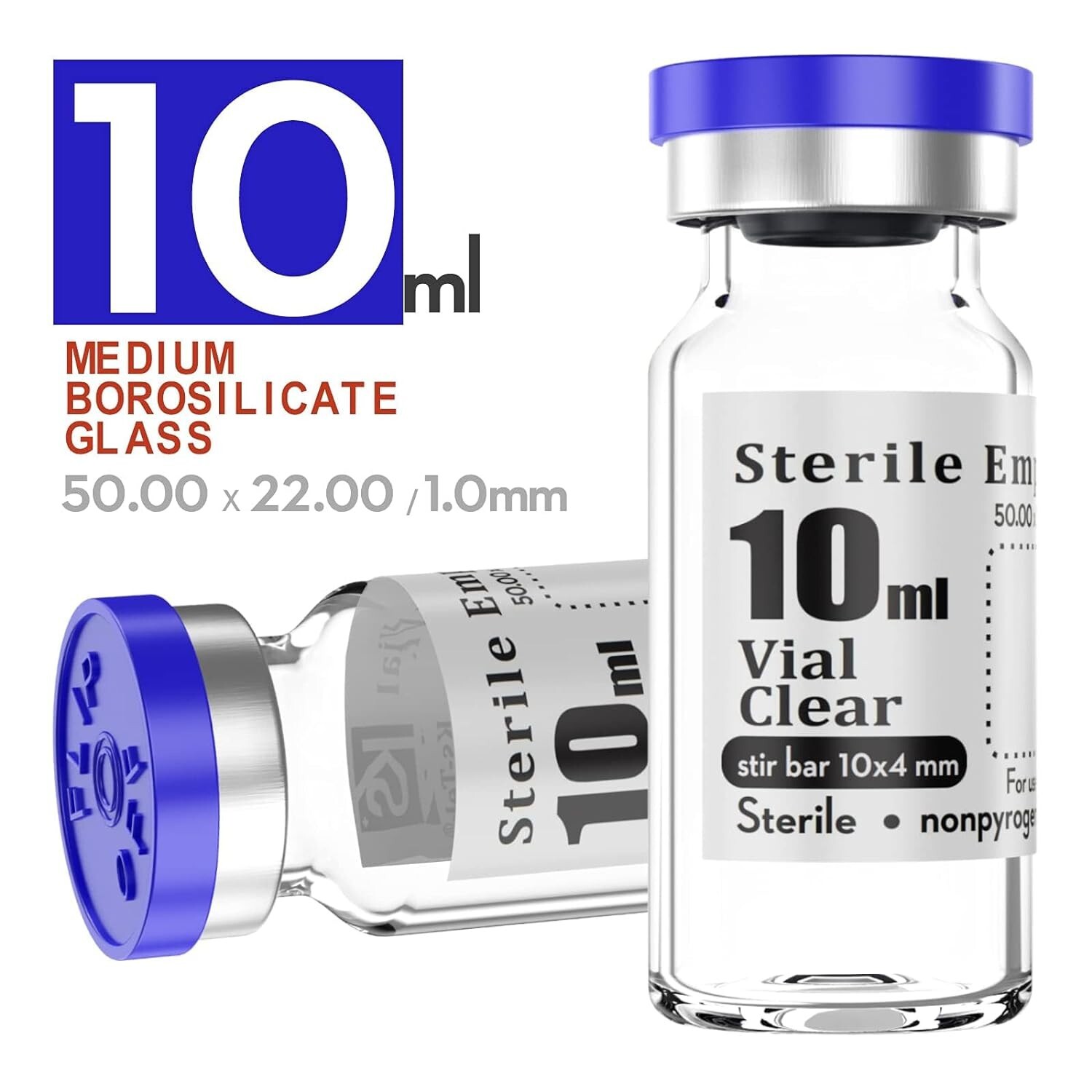 Sterile Empty Vials with Self Healing Injection Port – 10ml – Pack of 10