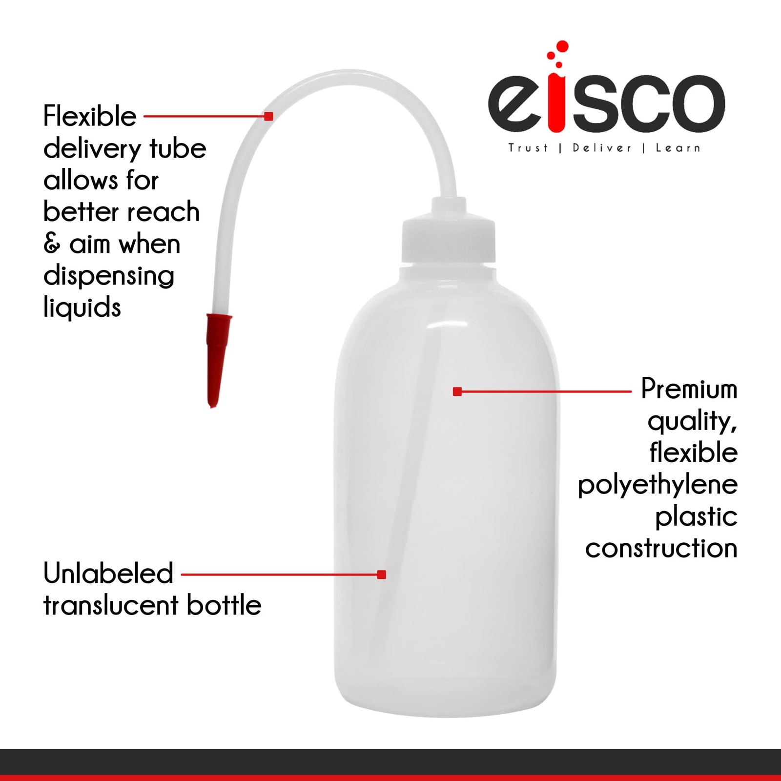 Translucent Polyethylene Wash Bottle 1000ml | Unbreakable, Screw Cap, Flexibl…