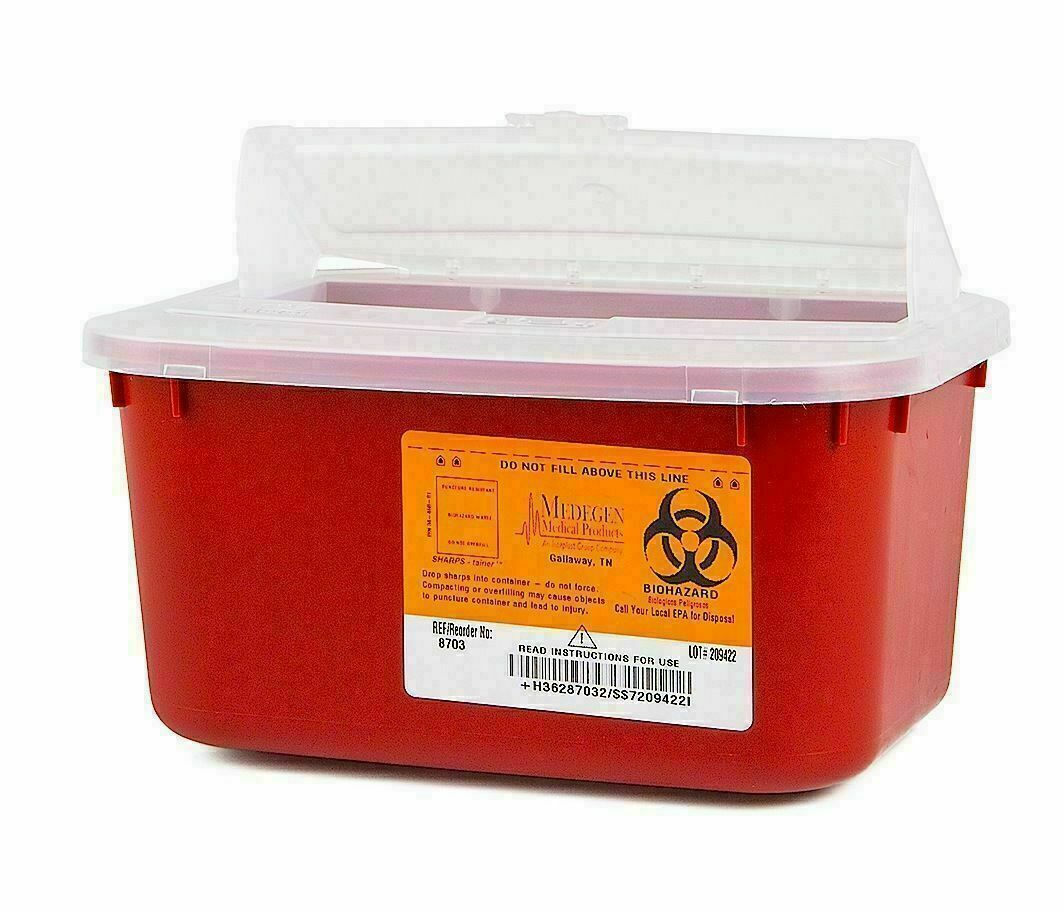 💉Medegen SHARPS~BIOHAZARD~Stackable Collection Sharps Container 1~Gallon #8703