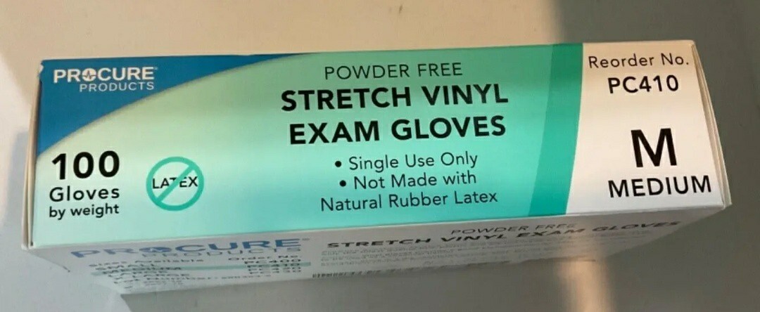 Procure Stretch Vinyl Exam GlovesPowder Free Size M