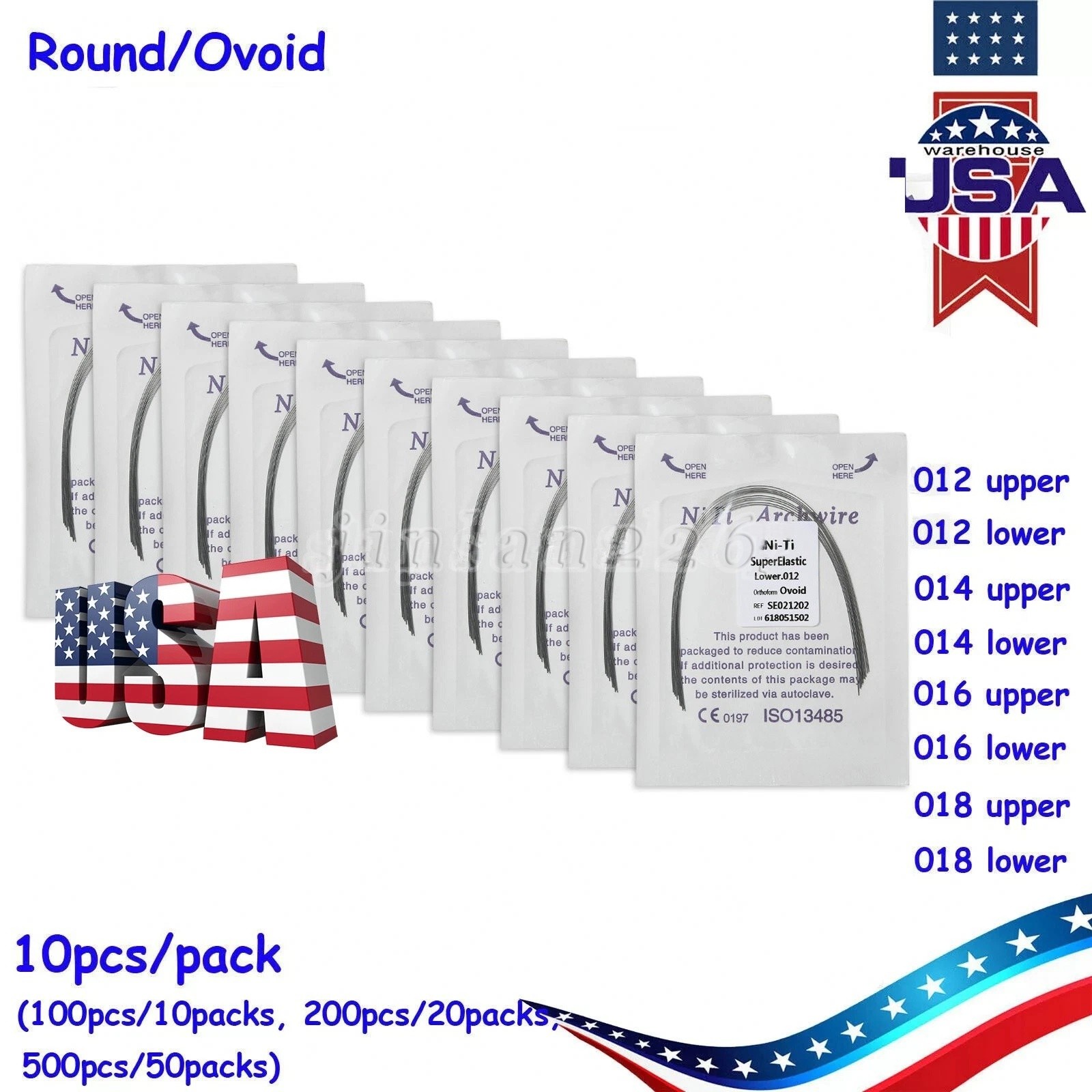 Dental Orthodontic Niti Arch Wire Super Elastic Natural Form Round