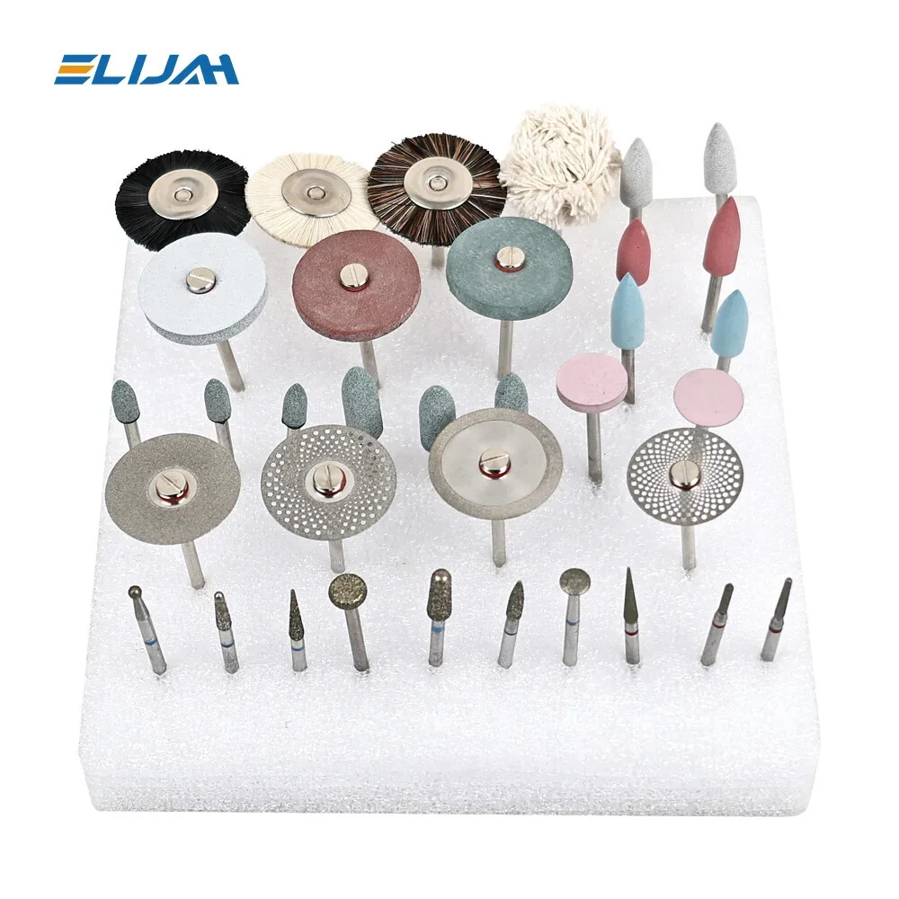 Dental Lab Polishing HP RA Kit Diamond Burs Brush For Low Speed Handpiece -35Pcs