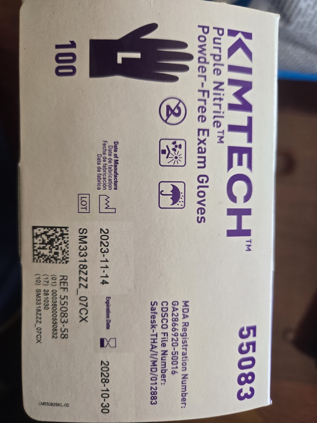 Kimtech 55083 Large Purple Nitrile Powder-Free Exam Gloves Box of 1000 Gloves