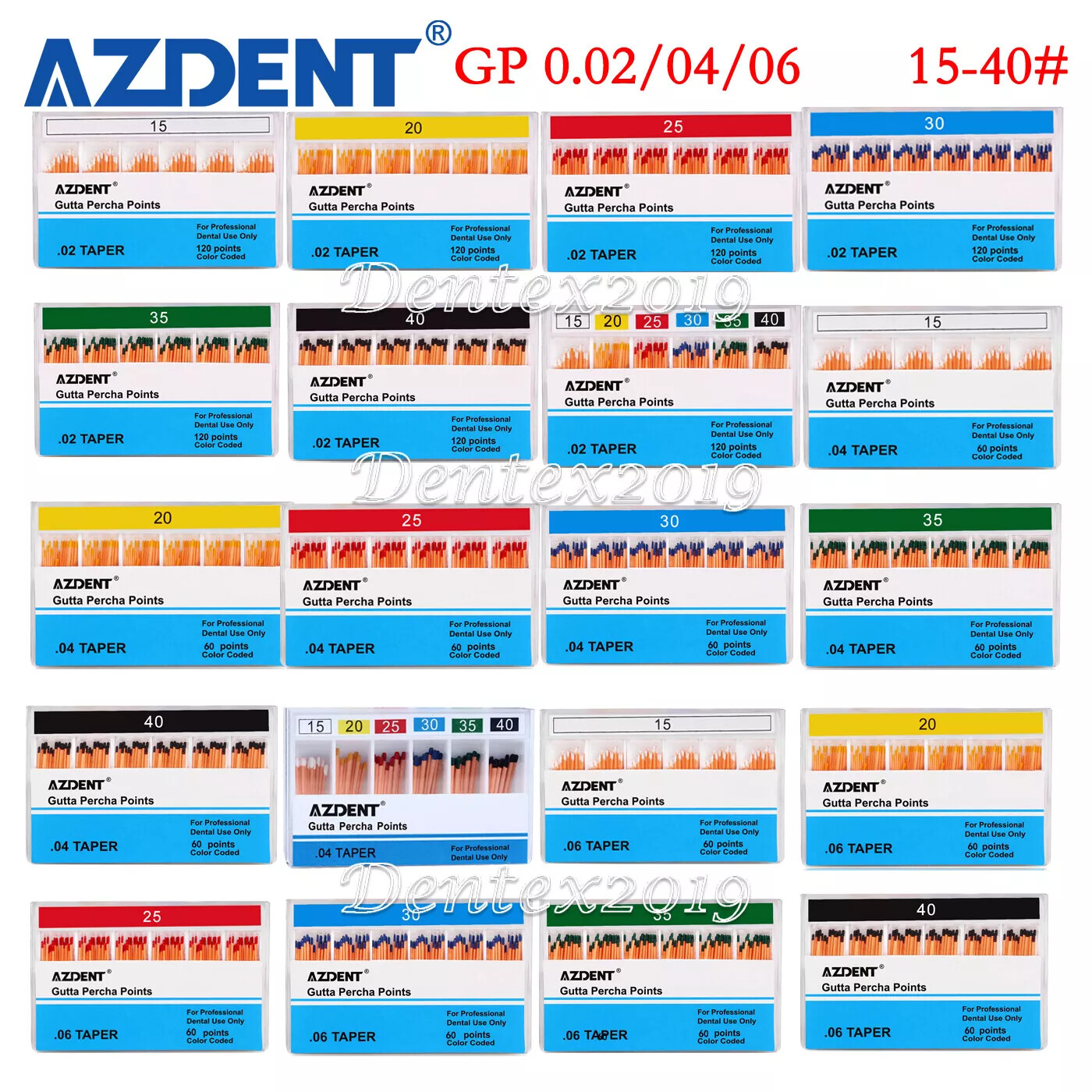 Gutta Percha Points for Dental Root Canal Endodontic Treatment .02/.04/.06 Taper