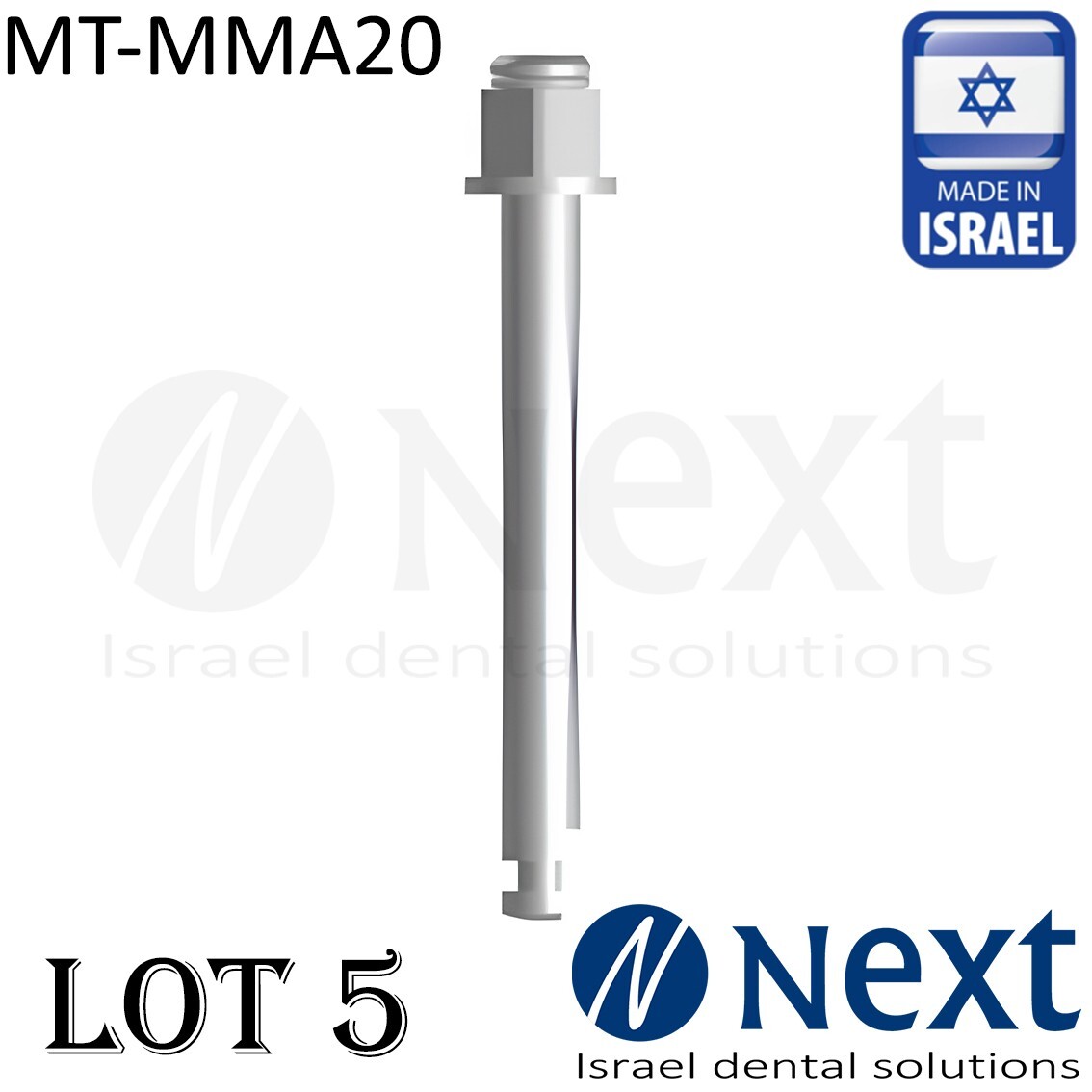 Lot x 5 MIS UNO Narrow external hex RA implant carrier screw driver key MT-MMA20