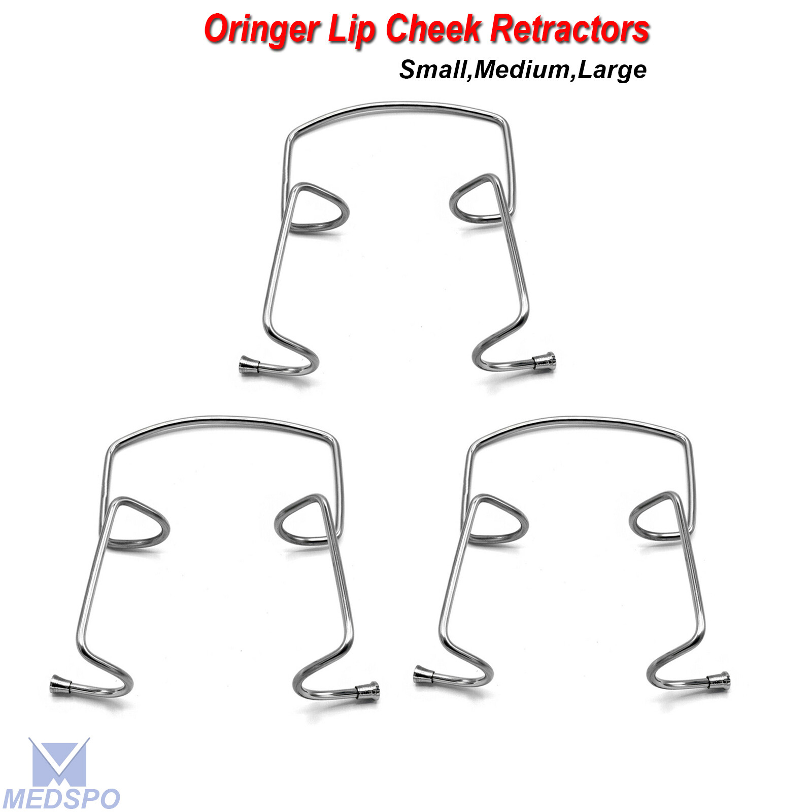 Surgical Orringer Lip Cheek Retractors Self Dental Retaining Metal Wire 3 Sizes