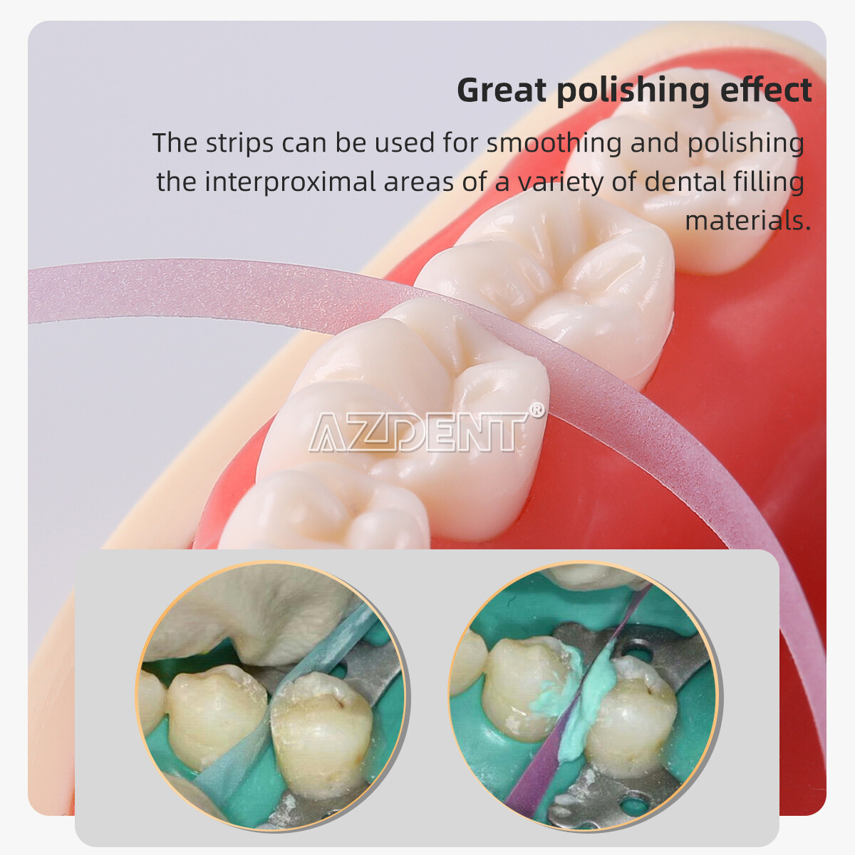 Tiras de pulido dental Soporte de tira de lijado de poliéster de resina compuest