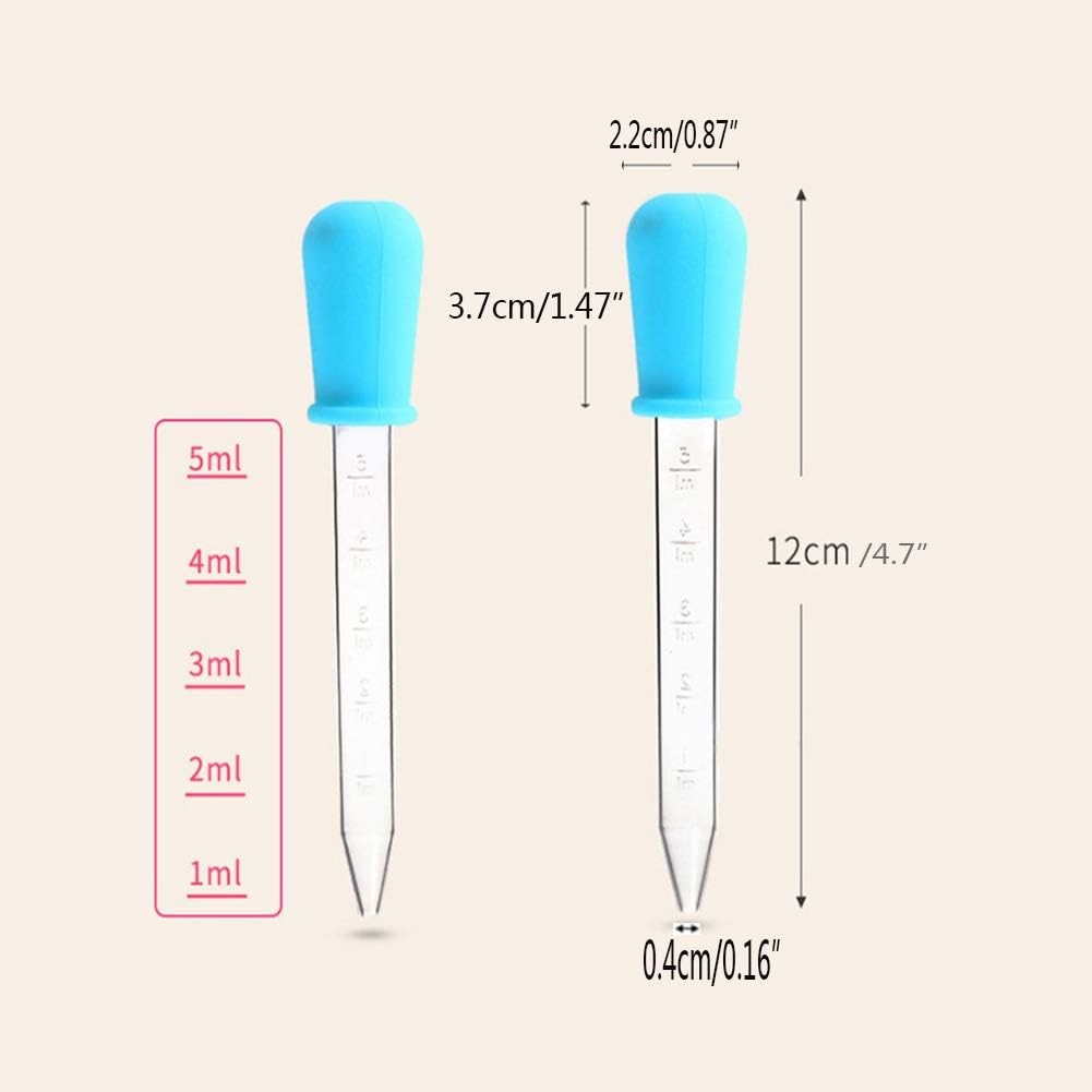 5 ML SILICONE PLASTIC LIQUID DROPPER Medicine Pipettes Eye Drop w/ Bulb 8 Pack