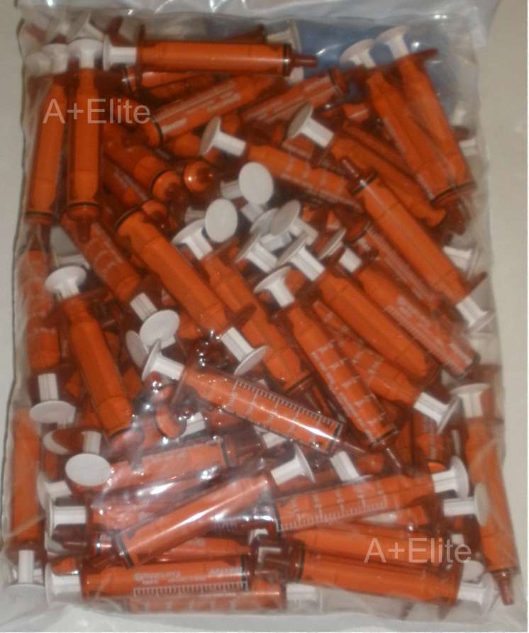 BAXTER BAXA ExactaMed Amber Oral Medicine Syringe Dispenser 5cc/5mL + Caps -100-