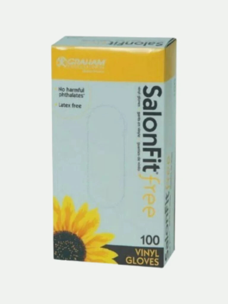 Graham Salonfit Free Vinyl Gloves, 100 ct. Clear, Latex Free. Small,Medium,large