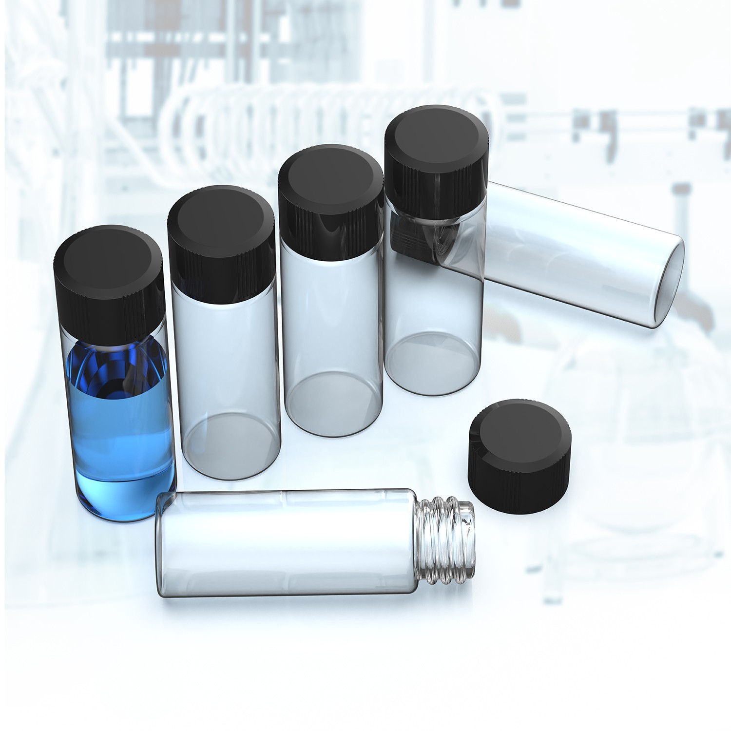 4ml 100X Clear Glass Vials w/ Screw Caps and Plastic Stoppers 1 Dram Sample Vial