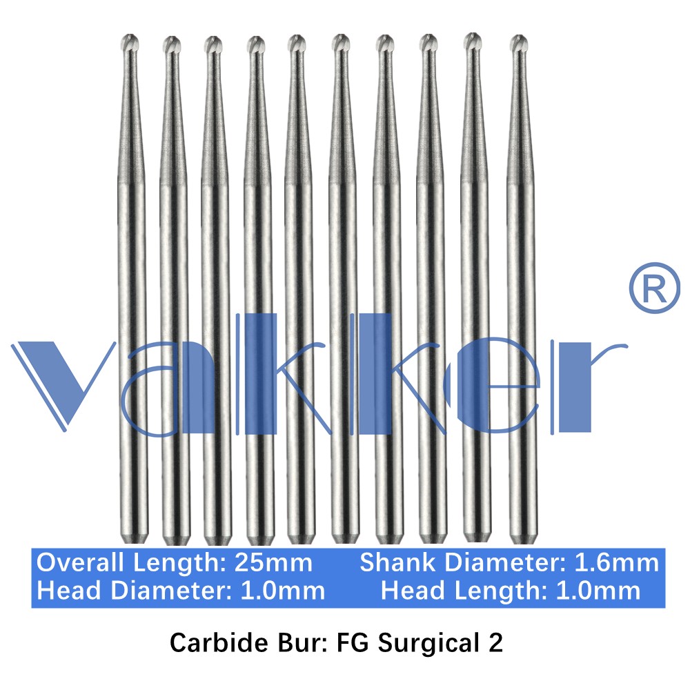 10-100pc Vakker Dental Surgical Carbide Burs FGOS2 25mm Round FG Burs High Speed