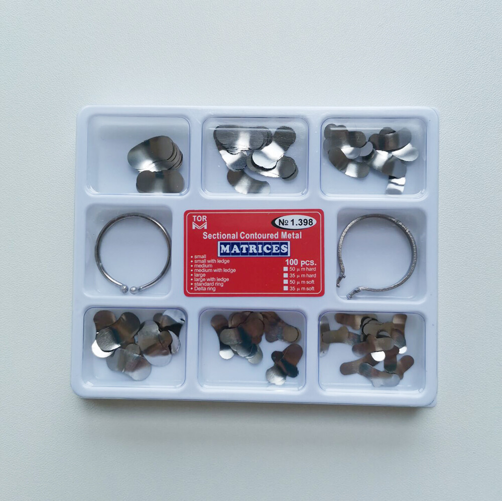 TOR VM 3 Sets Dental Matrix Bands Sectional Contoured Matrices Wedges NO 1.398