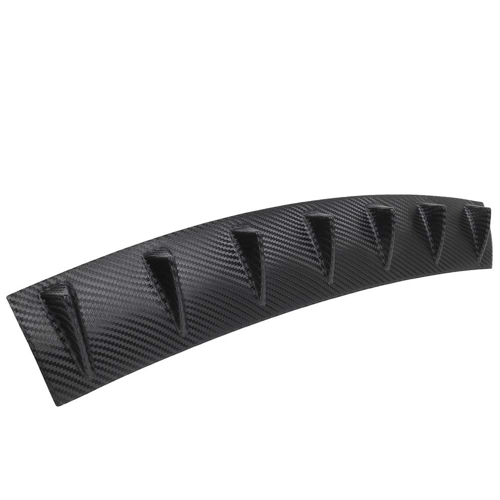 1PC Rear Bumper Lip Diffuser 7 Shark Fin Style Universal PP Glossy Carbon Look